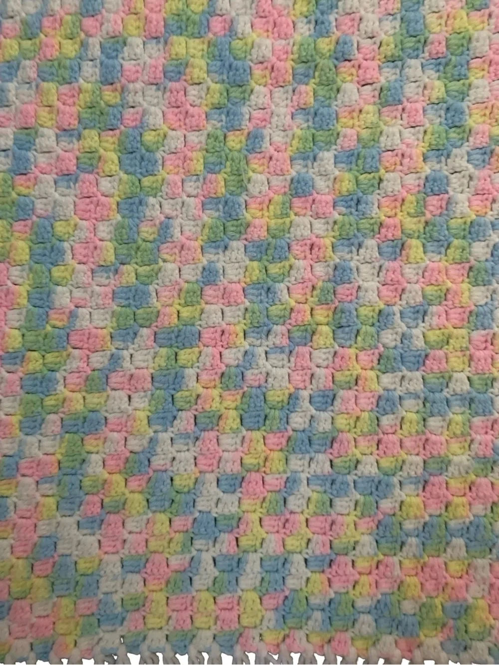 Handmade Gender‎ Neutral Pastel Crochet Square Baby Blanket Afghan 38”x 38”